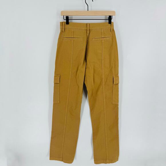 Madewell 90s Straight Cargo Pants Mustard Yellow Cotton NWT Women’s Size 26 - Picture 2 of 8